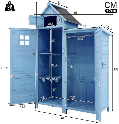 Abri de jardin en métal 242 x 126 x 182 cm – Armoire de jardin résistante aux intempéries avec porte verrouillable et ventilation – Comme garage à vélo, cache-poubelles et espace de rangement pour