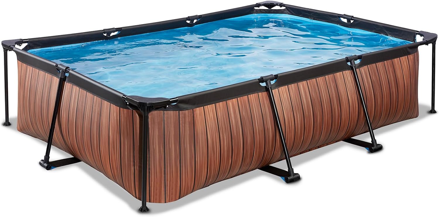 jardinito Piscine en Bois - 300 x 200 x 65 cm - Rectangulaire et compacte - avec Pompe à Filtre à Cartouche - Facile d'accès - Convient pour Les Tout-Petits - Cadre Solide - Design Unique - Marron