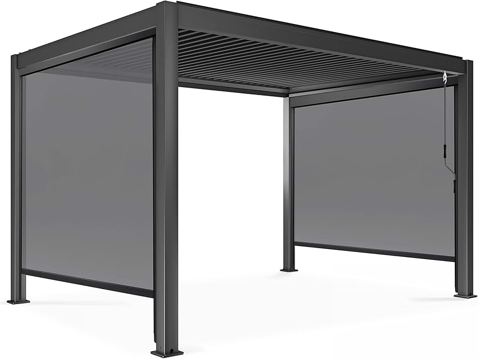 jardinito - Pergola bioclimatique 3x4m autoportée - 2 stores - gris