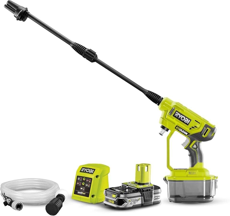 jardinito - pistolet haute pression 18V One+, 22 bar, léger, 2.5Ah, RY18PW22A-125