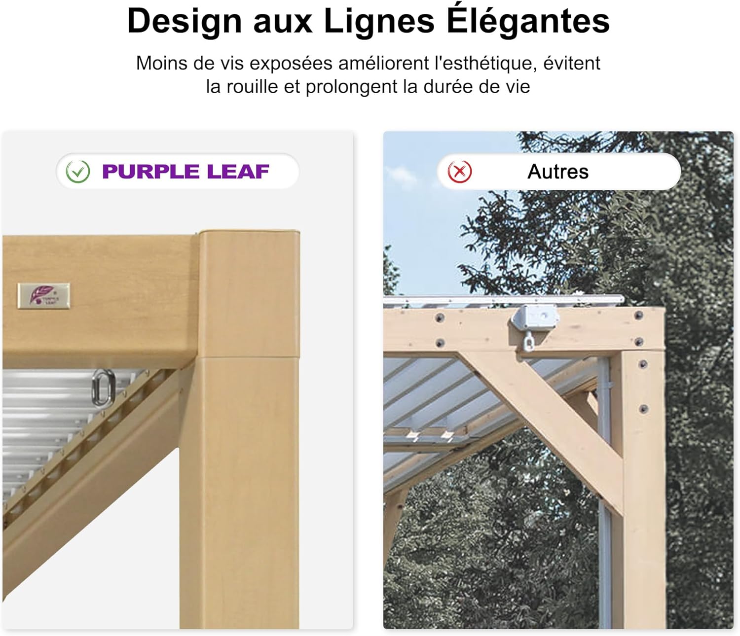 jardinito - Pergola effet bois - 3.5x6.35m - LED, lames orientables, étanche