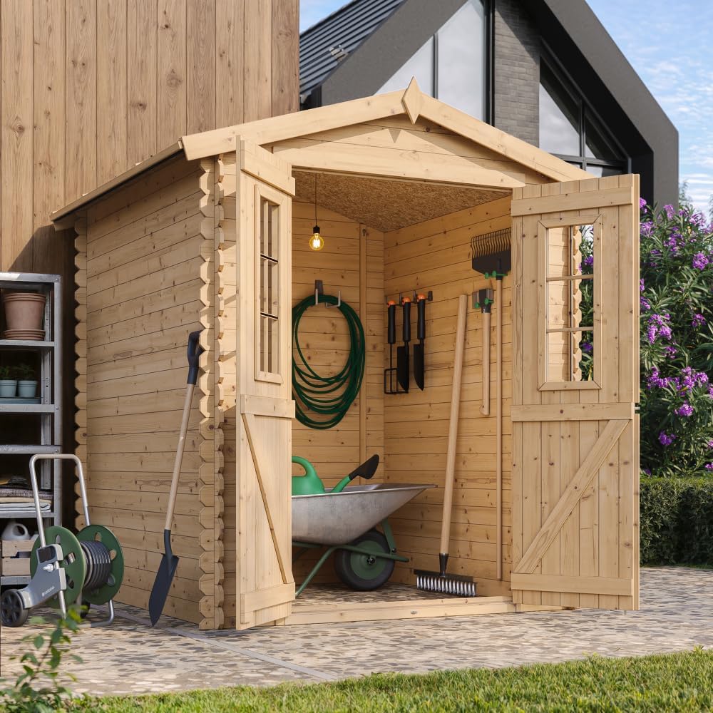 Abri de Jardin en Bois - Stockage extérieur I186xL196xH218 cm/ 2,82 m2 Petit abri à Outils, Local à vélos - jardinito M320C