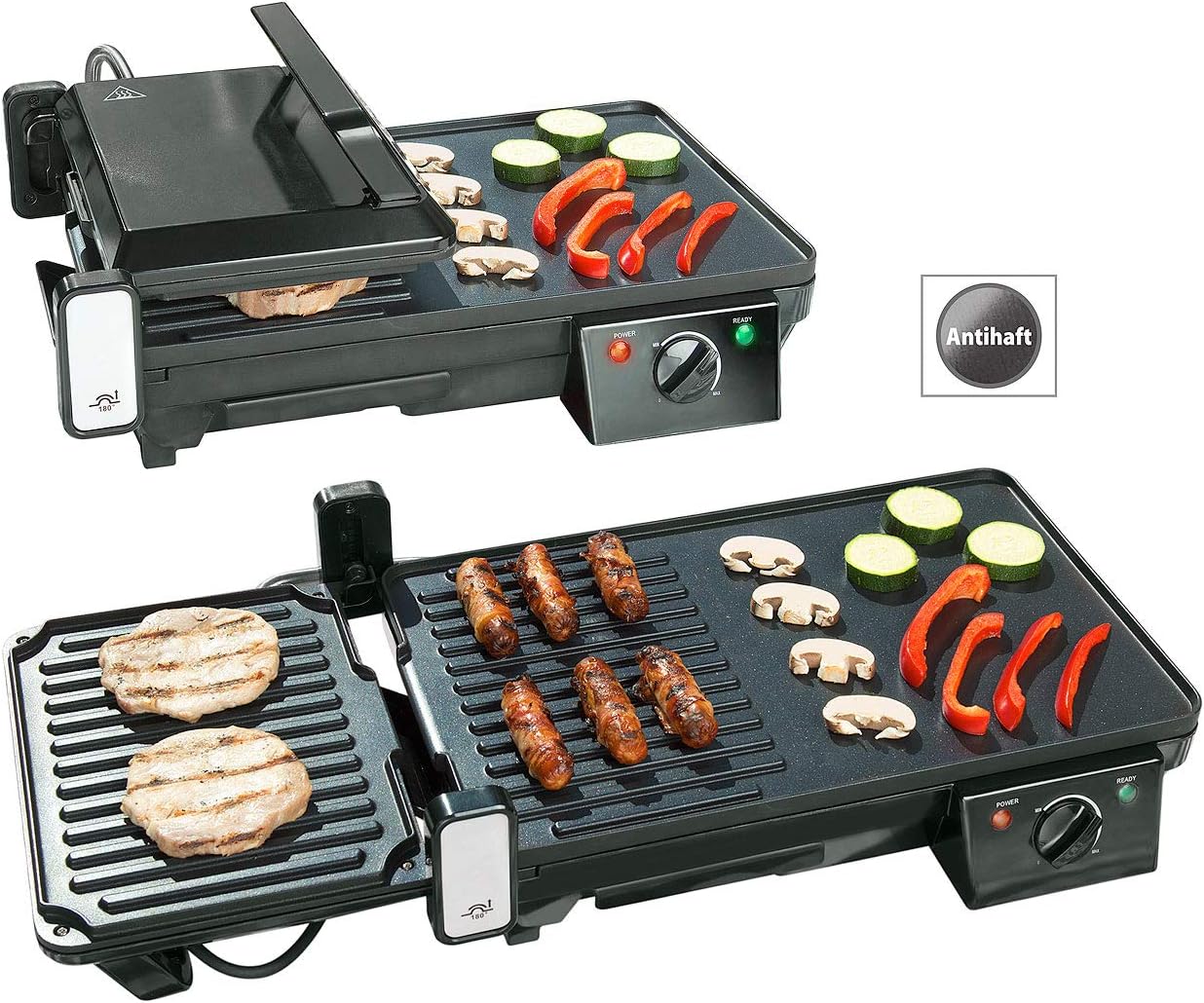 jardinito - grille-plancha 2 en 1 2000W - table - cuisson rapide