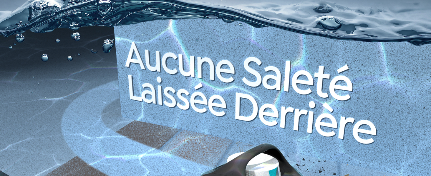 Le texte indique « jardinito Saleté Laisse Derrière » sur fond bleu aqueux.