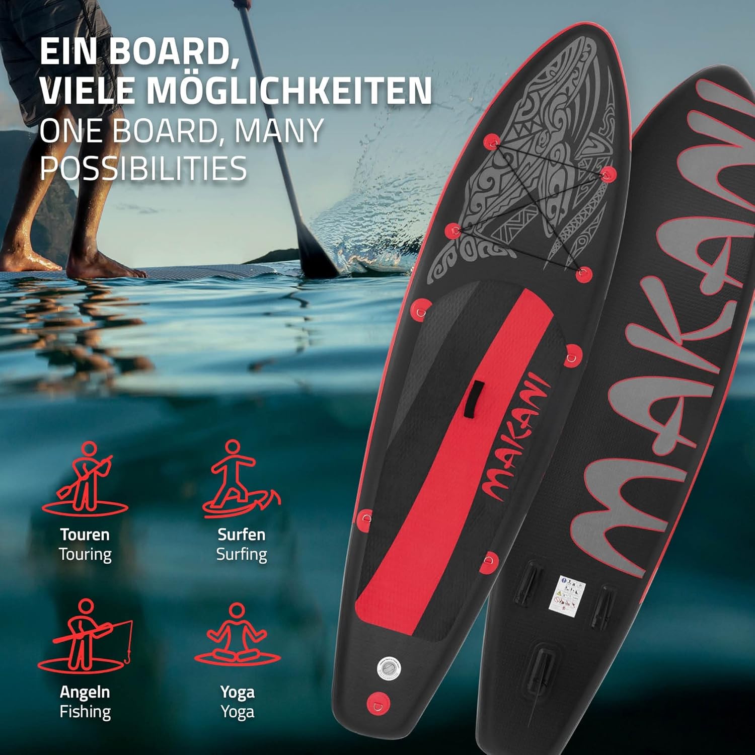jardinito - Stand Up Paddle Board - 305/308/320/380 cm - PVC, 120/150 kg, 10/15 cm d'épaisseur