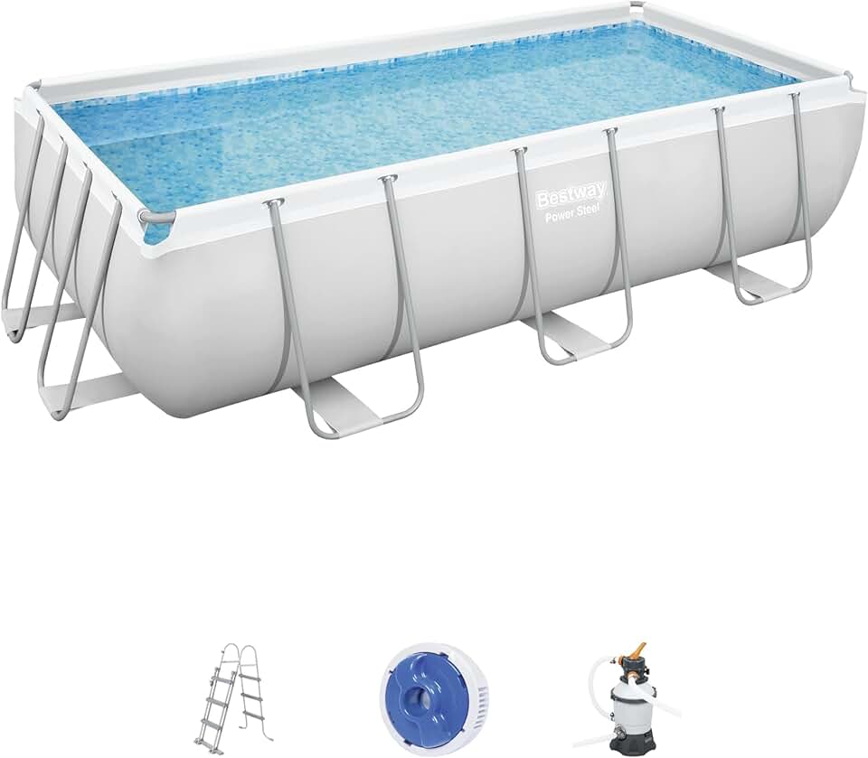 jardinito - Power Steel piscine 404x201x100 cm, filtre à sable, échelle