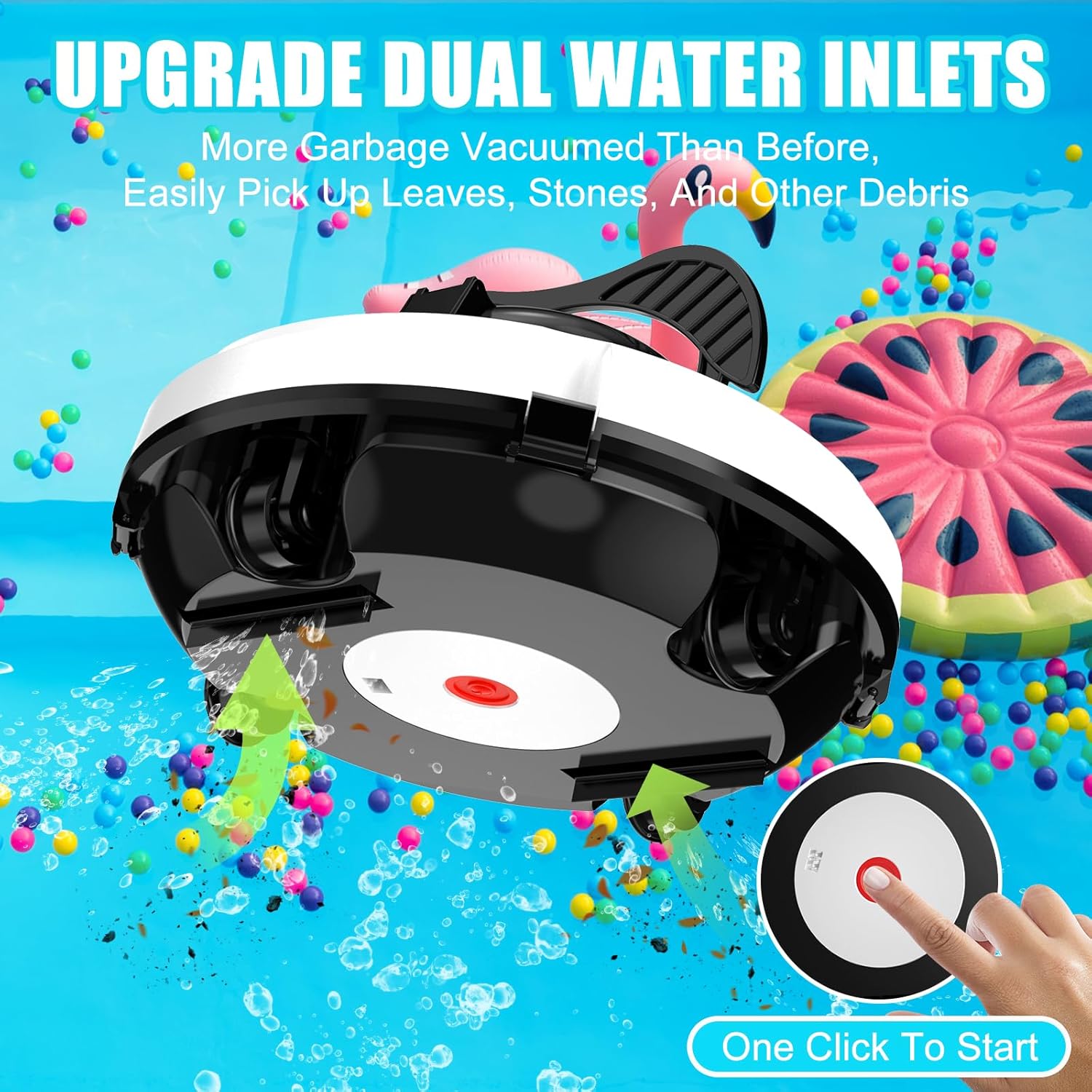 Robot aspirateur piscine - sans fil - 120 min autonomie, 1000 pi2, autoparking