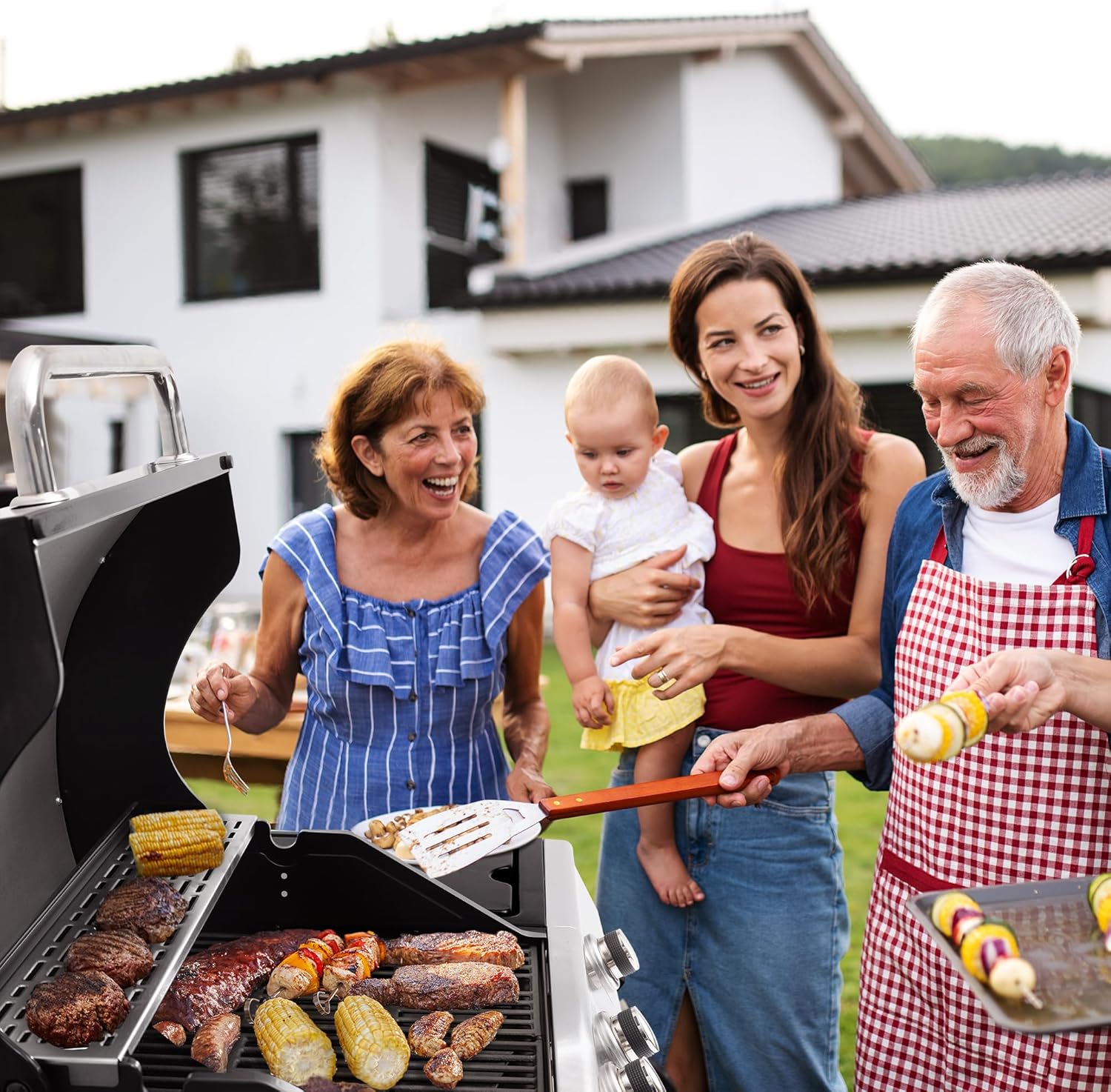 jardinito – Barbecue Série 4+1 – 14,5kW, inox, tablettes, 2 portes