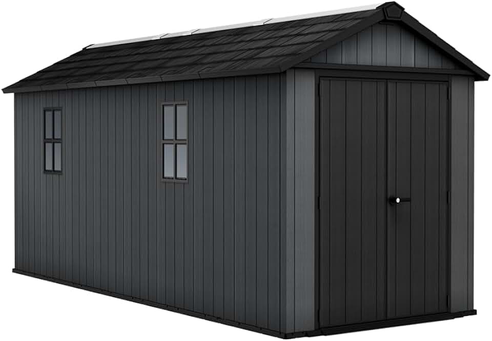 jardinito - Newton 7517 - 539x230x246 cm - abri jardin plastique bois, fenêtres, verrouillable