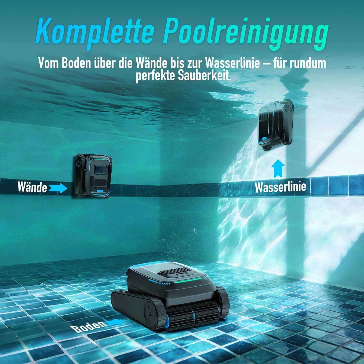 Robot piscine - PC10 série - 170㎡ - sans fil, sol/parois, 18927 LPH - PC10