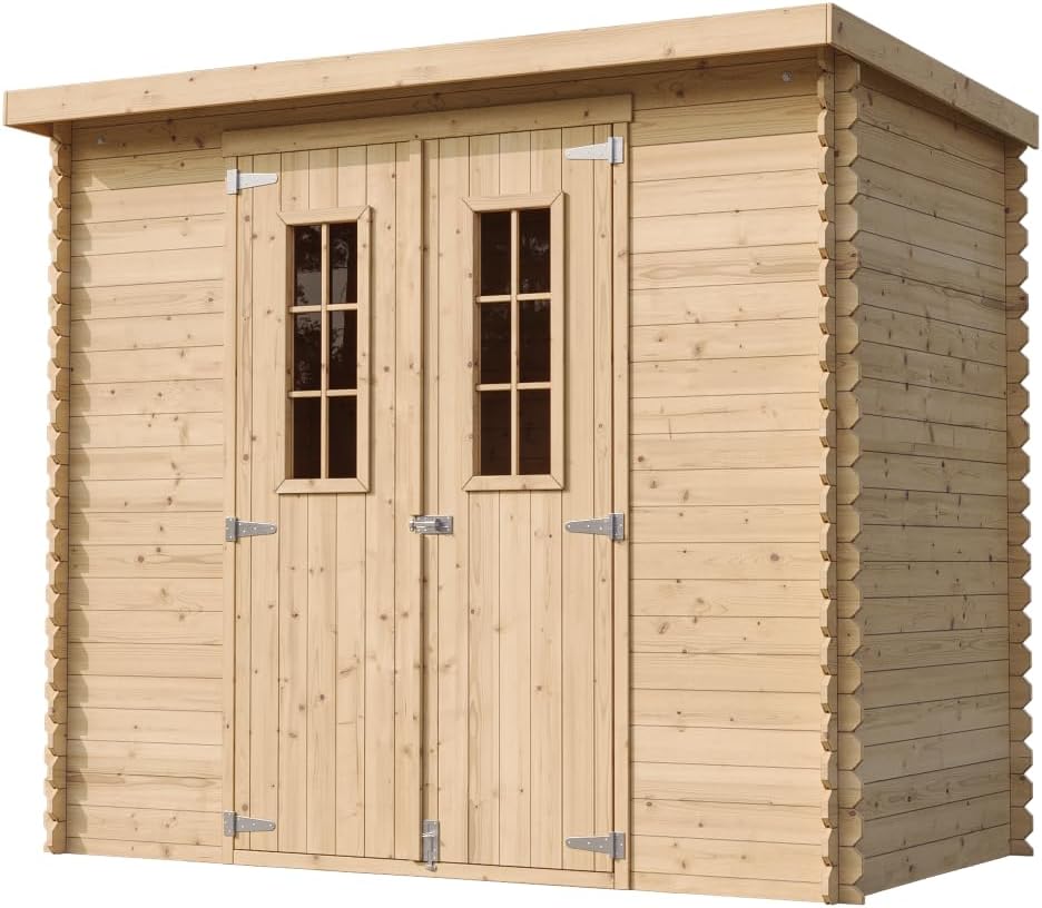 Abri de Jardin en Bois avec Sol TRAITÉ - Stockage extérieur l239xL142xH200cm/2.63 m2 - Petit abri à Outils, Local à vélos - jardinito M310C+M310G