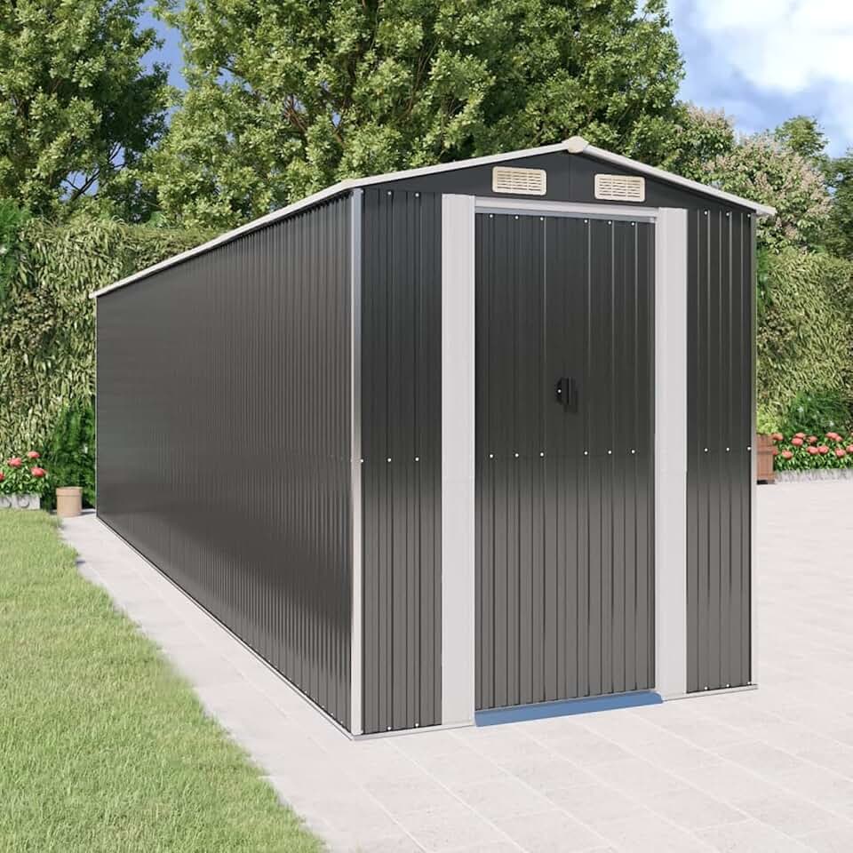 jardinito Abri de jardin, abris pour parcelles, abris de jardin, abri de jardin extérieur, maisons préfabriquées, acier galvanisé anthracite 192 x 689 x 223 cm