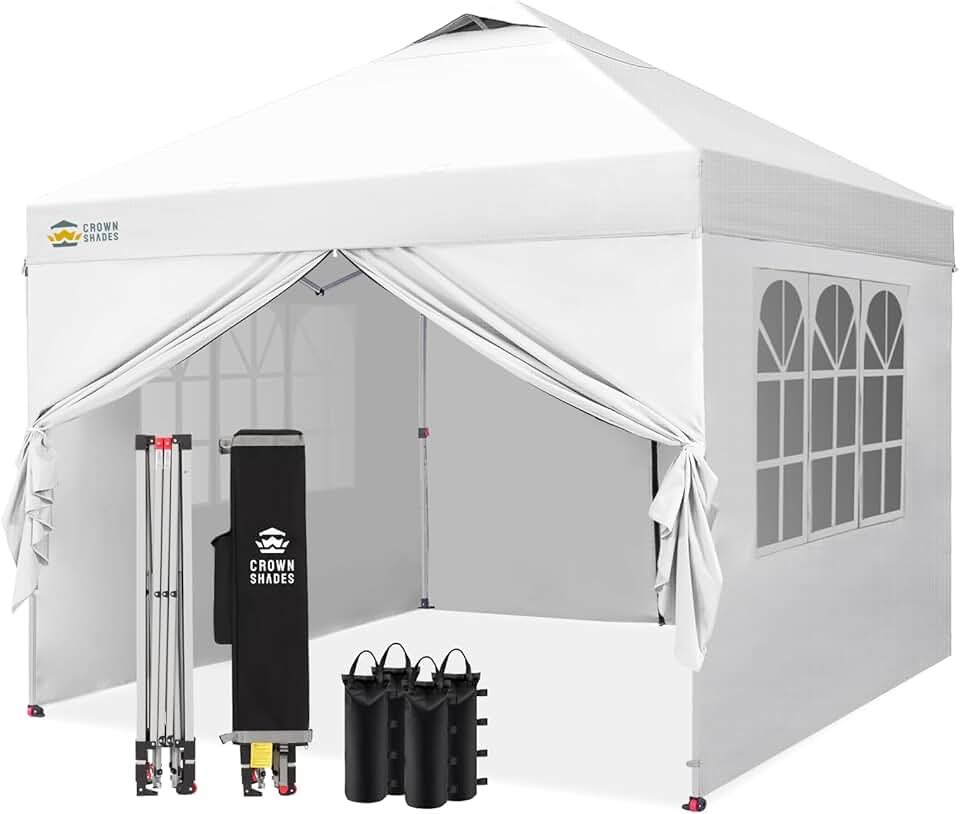 jardinito - Tonnelle Pliante - 3x3m - Imperméable, UPF 50+, 4 parois, sacs, blanc