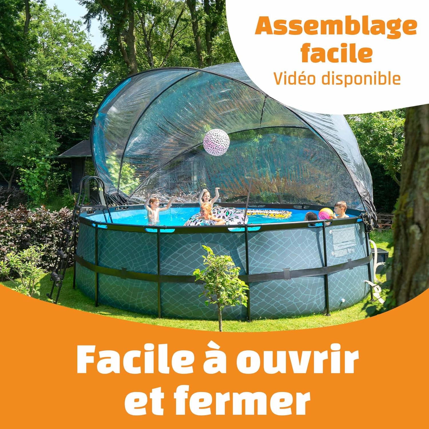 jardinito - Dôme Piscine Universel ø 427 cm Transparent pliable - 427CM