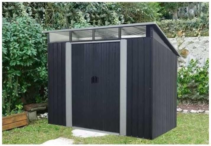 jardinito Abri de Jardin en métal 4,59m² - 2 Portes coulissantes - Gris Anthracite