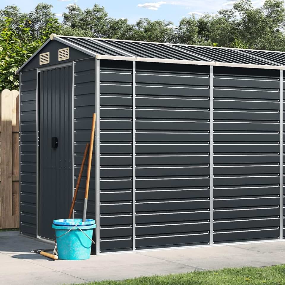 jardinito Abri de Jardin Anthracite 191x555x198 cm Acier galvanisé,Abris De Jardin,Abri De Stockage pour Jardin,Abri D'Outils De Jardin