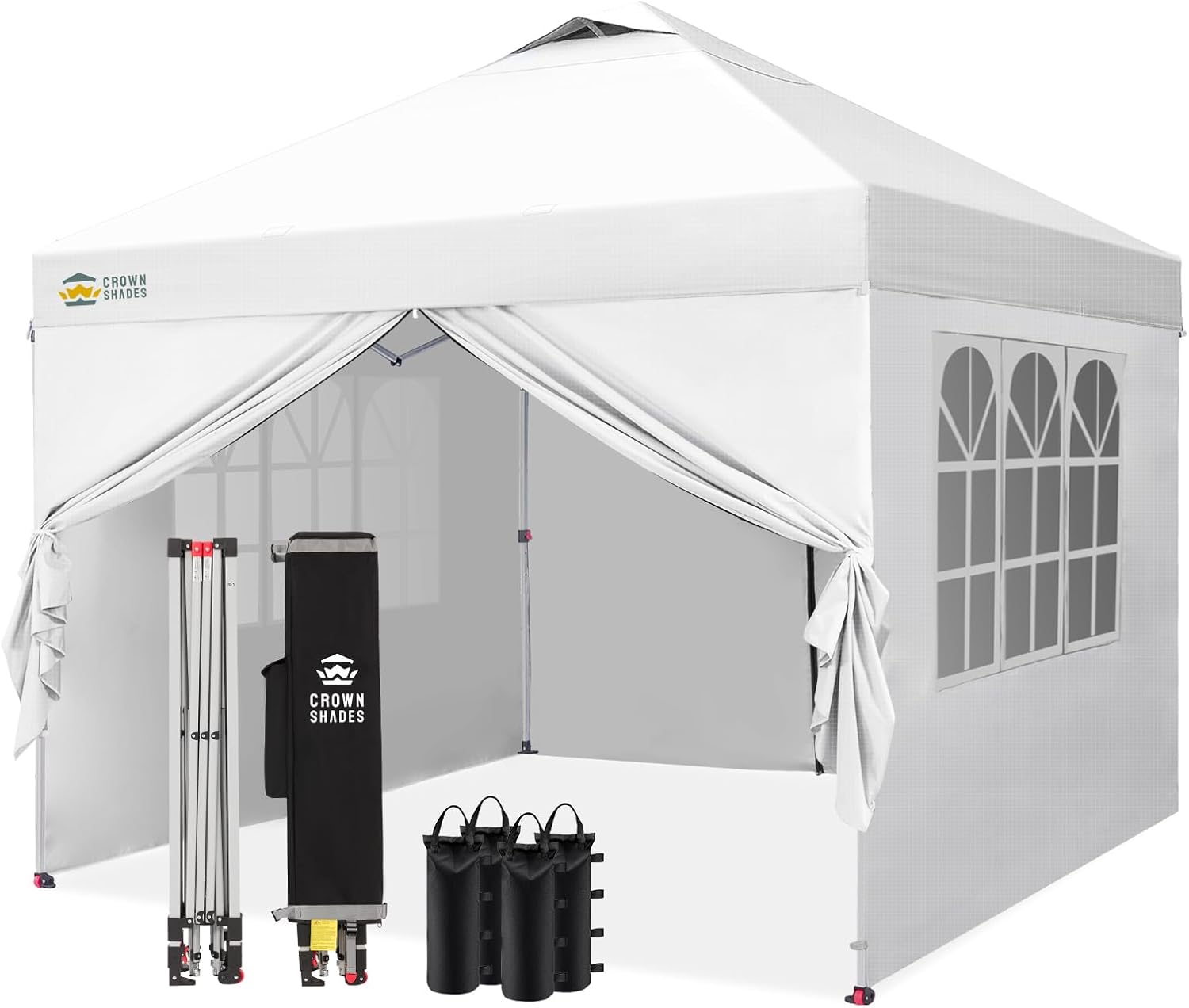 jardinito - Tonnelle Pliante - 3x3m - Imperméable, UPF 50+, 4 parois, sacs, blanc