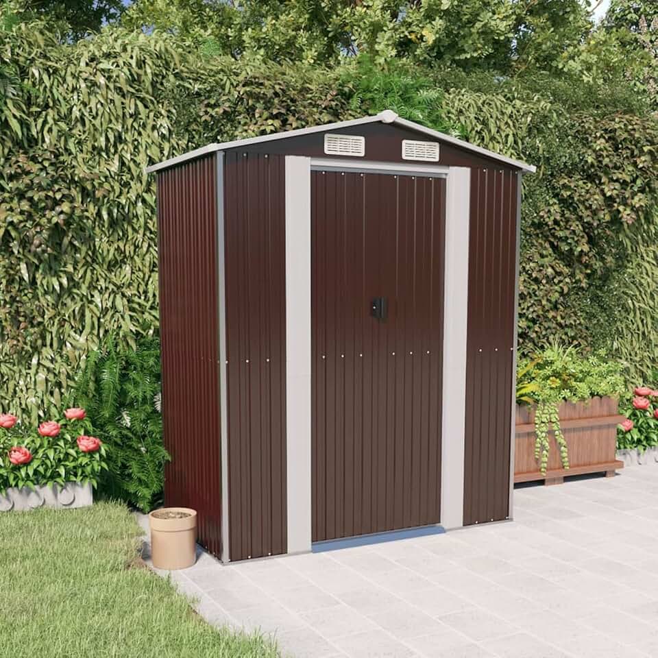jardinito - abri de jardin série acier galvanisé - 192x108x223 cm - marron foncé, maison préfabriquée - 319273