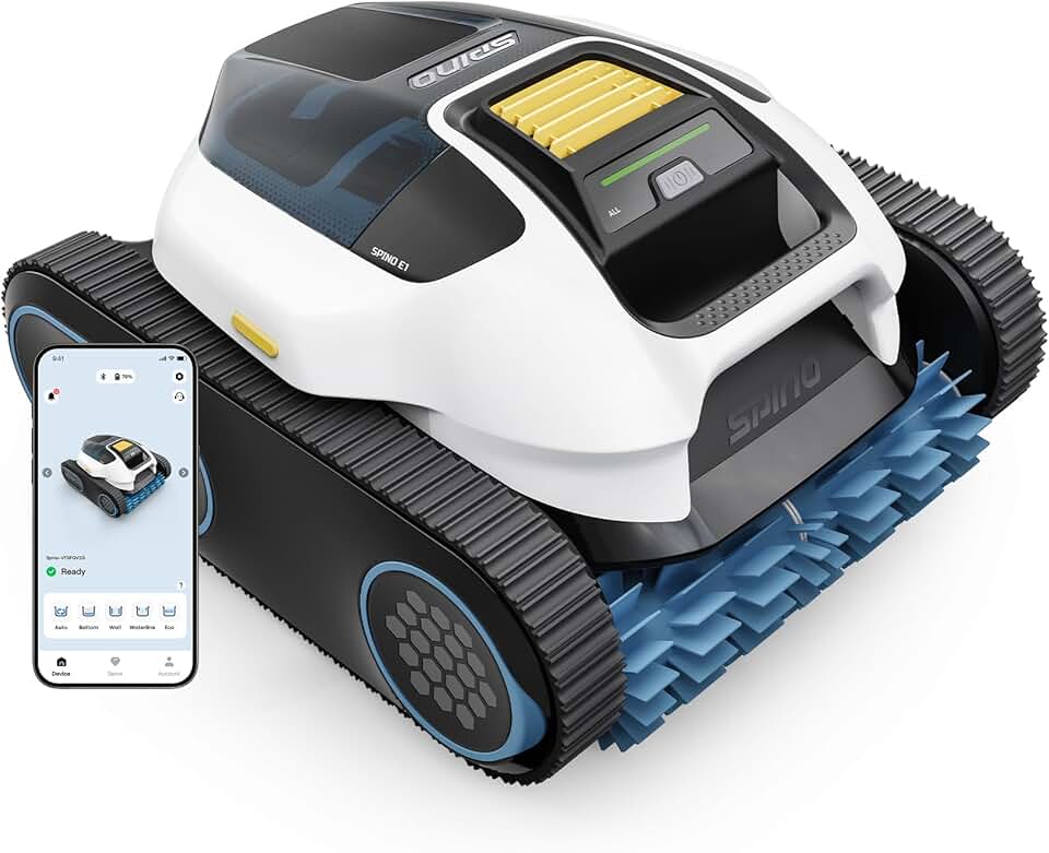 jardinito E1 (2026 Nouveau) Robot Piscine, Parois, Sol et Ligne d’Eau, Puissance 21950 LPH, Autonomie 210 Min, 5-en-1 Mode, Navigation SmartArc et Contrôle App, pour Piscine Jusqu’à 150 m² Certifié ClimatePartner
