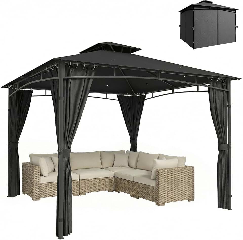 jardinito - Pavillon Jardin Série 3x3m, toit rétractable, UV50+, Ø48mm