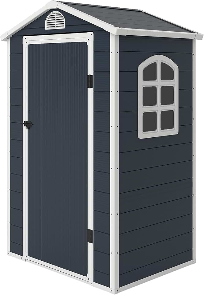 jardinito - Abri à outils - 134x104x204 cm - Résine, porte verrouillable, fenêtre, aération
