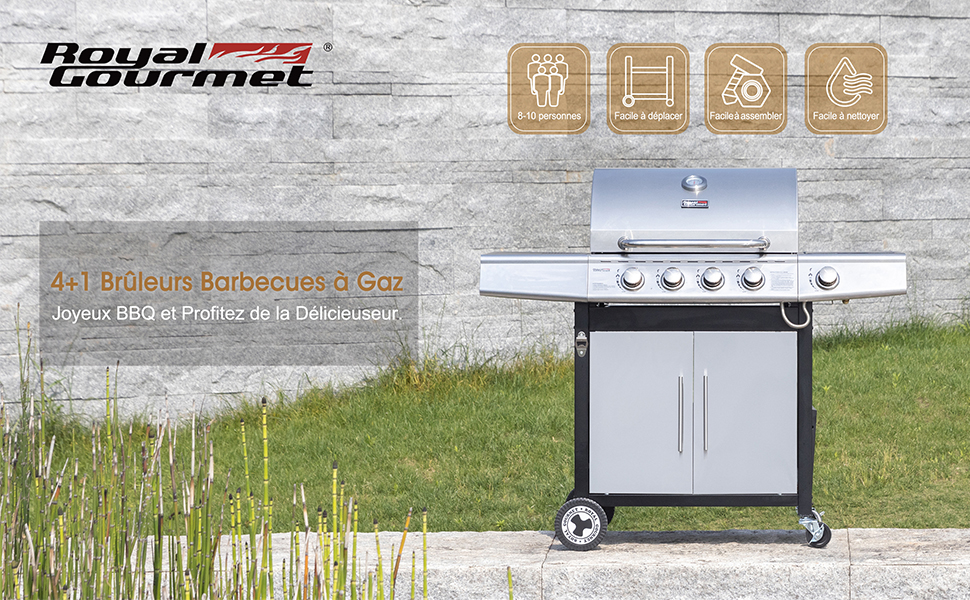 barbecue gaz 4B+1 argent