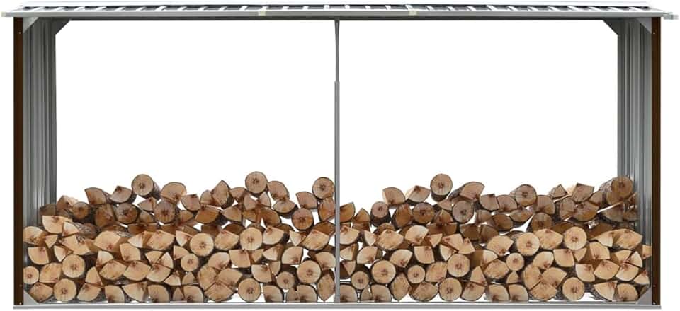 GuyAna Abri de Stockage de Bois Acier galvanisé 330x92x153 cm Marron Abris De Jardin,Abri De Stockage pour Jardin,Abri D'Outils De Jardin