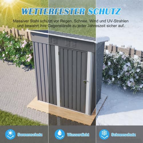 Abri de jardin métal - toit plat - 152x84x182cm - porte verrouillable