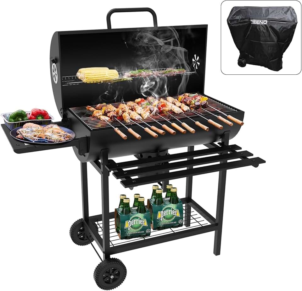 jardinito - barbecue boule XXL - deux étagères, évent réglable, housse.