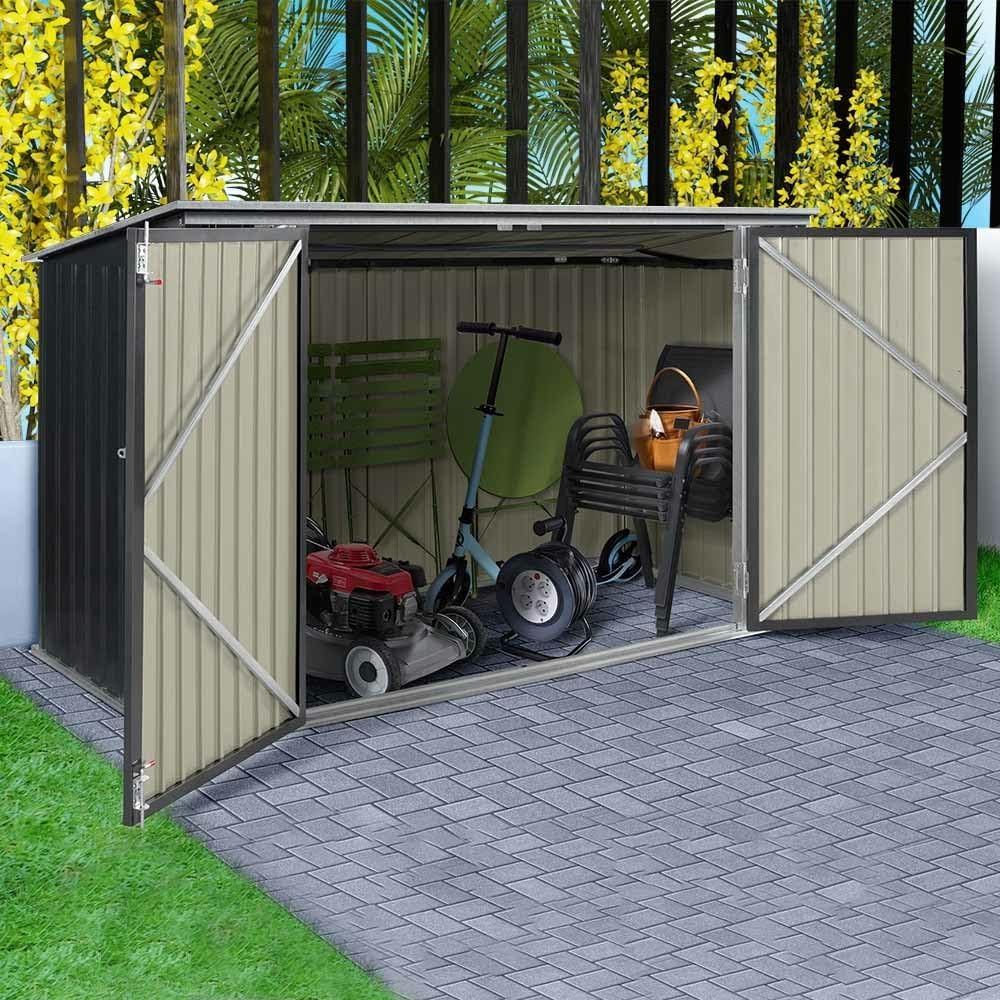 jardinito - Abri de jardin métal 210x105x130cm - toit ouvrant, double porte, rangement vélos