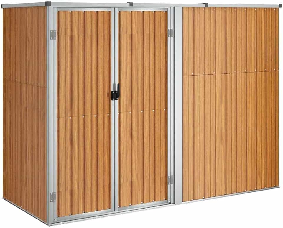 jardinito Abri à Outils de Jardin Remise de Stockage Organisateur d'Outils Cabane de Rangement Extérieur Marron 225x89x161 cm Acier Galvanisé