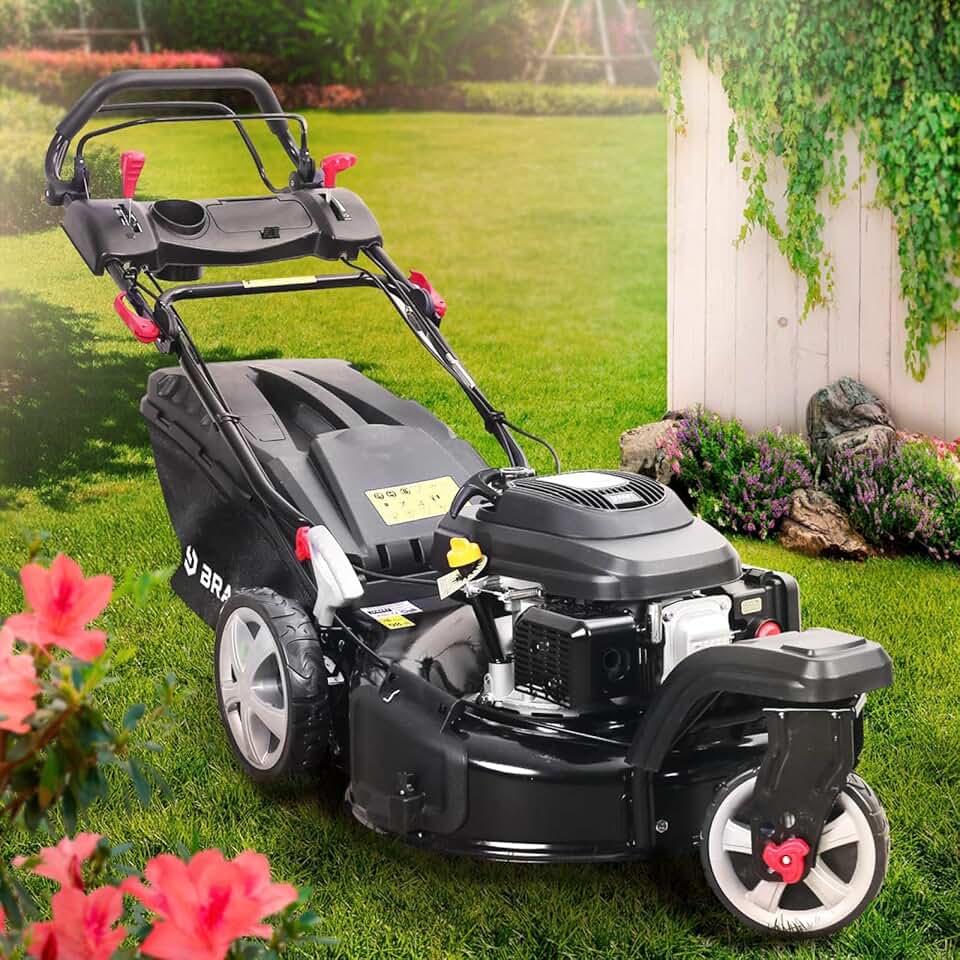 jardinito - tondeuse thermique 3 roues - 53cm, 224cc, 7cv, mulching, 4en1, capot acier, guidon réglable - TRIKE