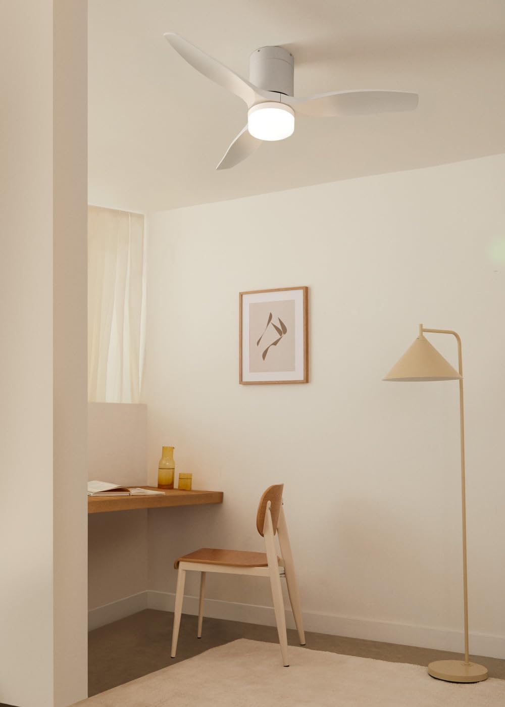 CREATE / WINDCALM S/Ventilateur de plafond ABS avec lumière blanc avec Wifi et télécommande / 40W, Silencieux, Ø112 cm, 6 vitesses, 3 températures de lumière, minuterie, fonction été-hiver