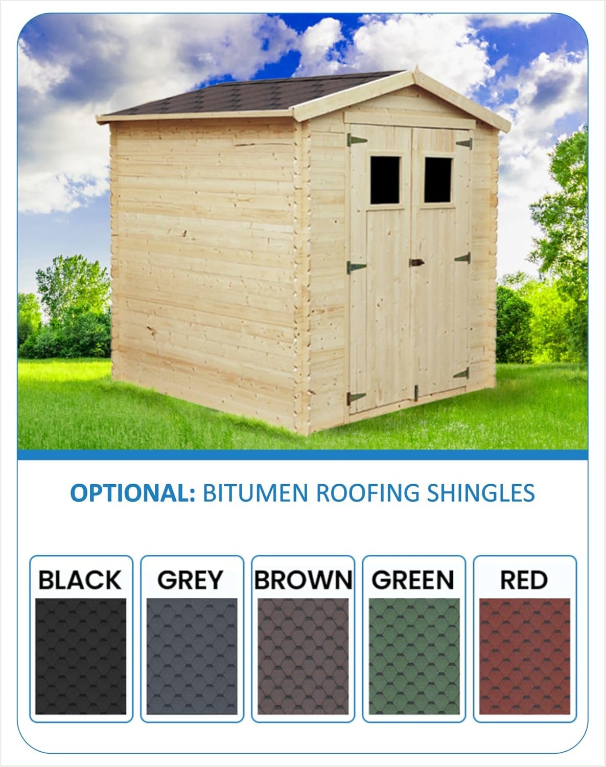 Abri de Jardin en Bois - Stockage extérieur I216xL206xH218 cm/ 3.53 m2 Petit abri à Outils, Local à vélos - Toit imperméable, fenêtres jardinito M343C