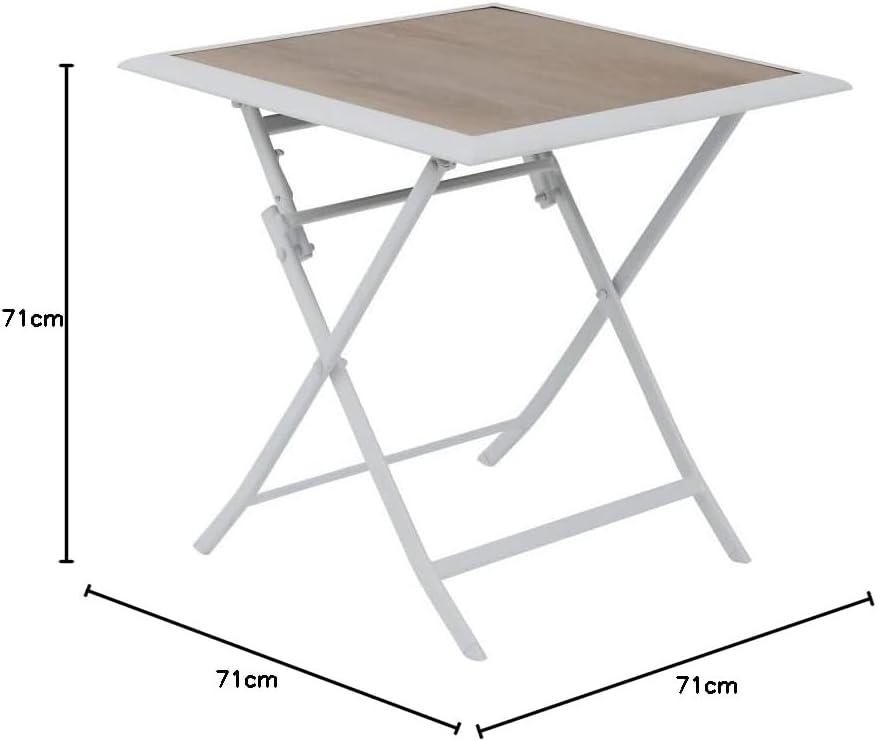 jardinito - Azua - 70x70 cm - table pliante 2 places aluminium Blanc