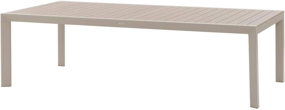 jardinito - Évasion - table jardin alu 12 places effet bois lin argile