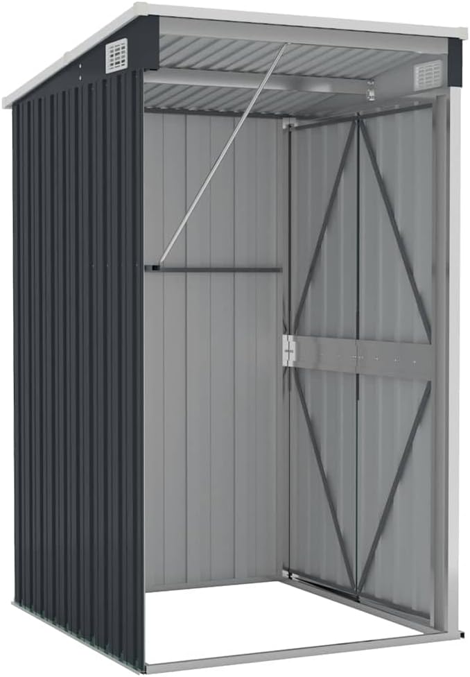 jardinito Remise de Jardin Murale Anthracite 118x100x178 cm Acier,Structures extérieures, Cabanes & abris de Jardin,316219