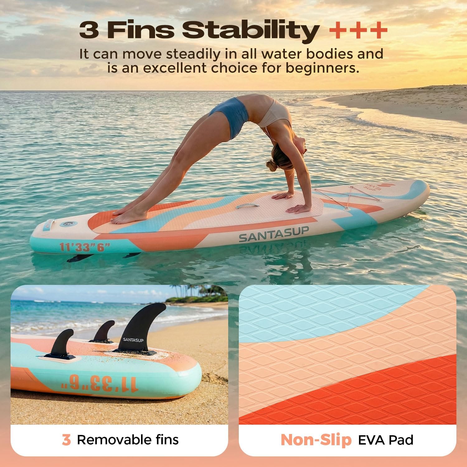 Tableau Gonflable Stand Up Paddle avec Accessoires Sup, Pont EVA antidérapant, Tableau Large 10'6