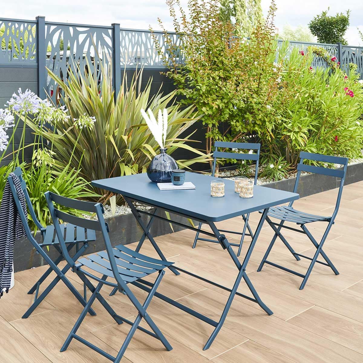 jardinito - Greensboro - table de jardin pliante 4 places acier époxy antirouille