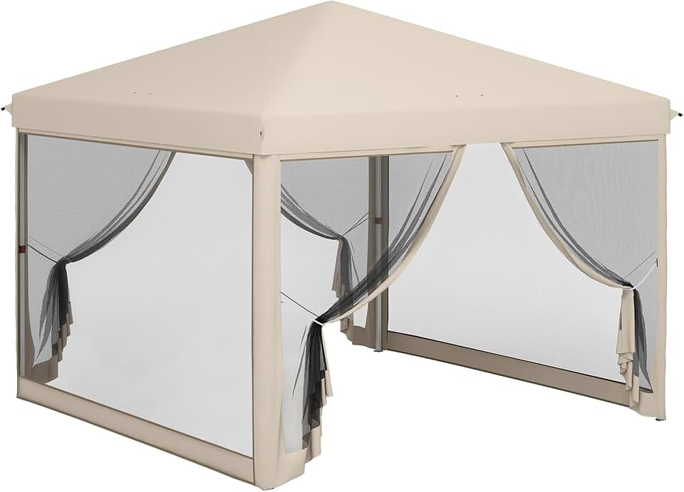 jardinito - tonnelle pliante Style Colonial 3x3x2,65m, moustiquaires, sac