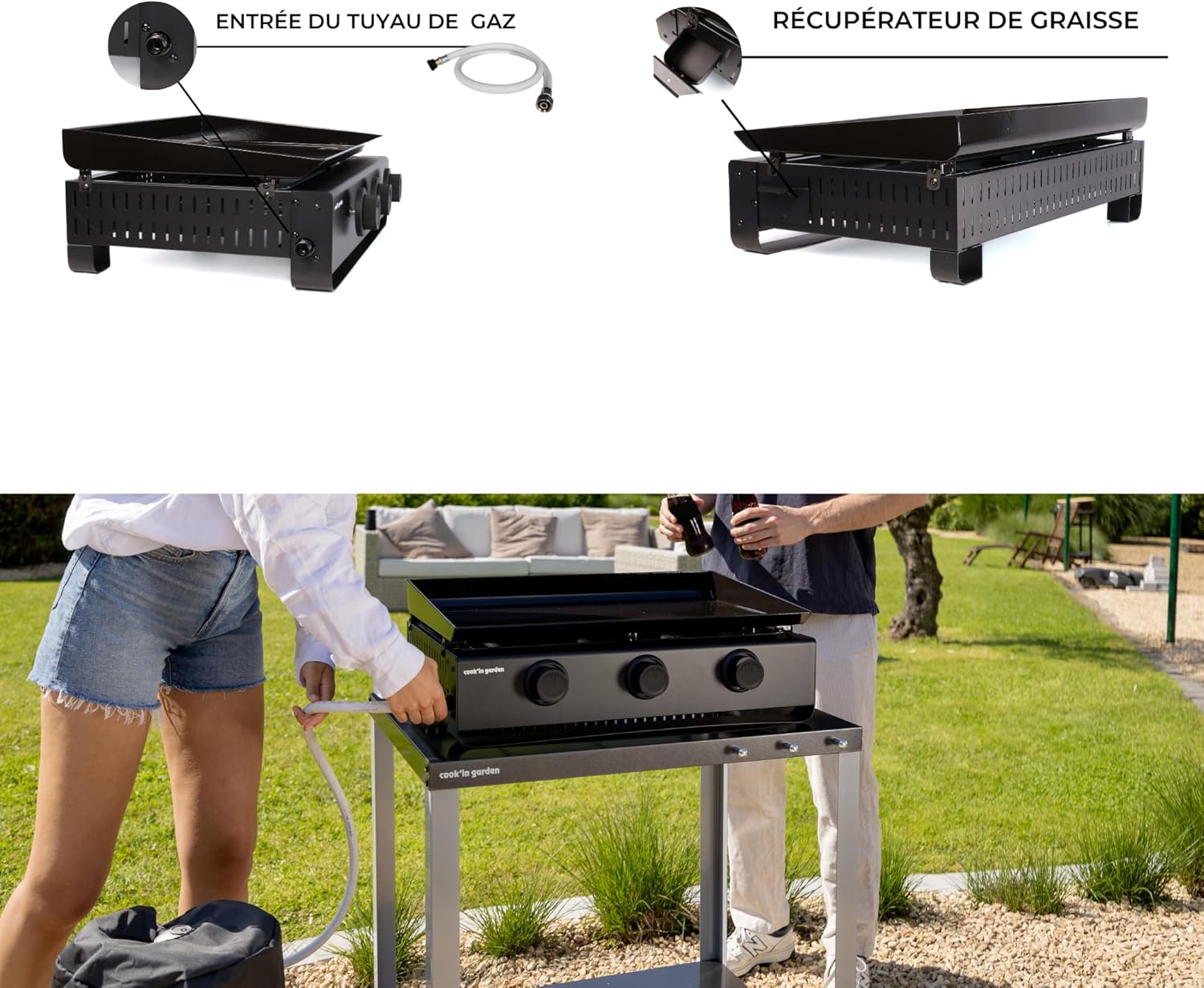 jardinito - Tempo 3 brûleurs - 6 kW - acier émaillé - bac amovible