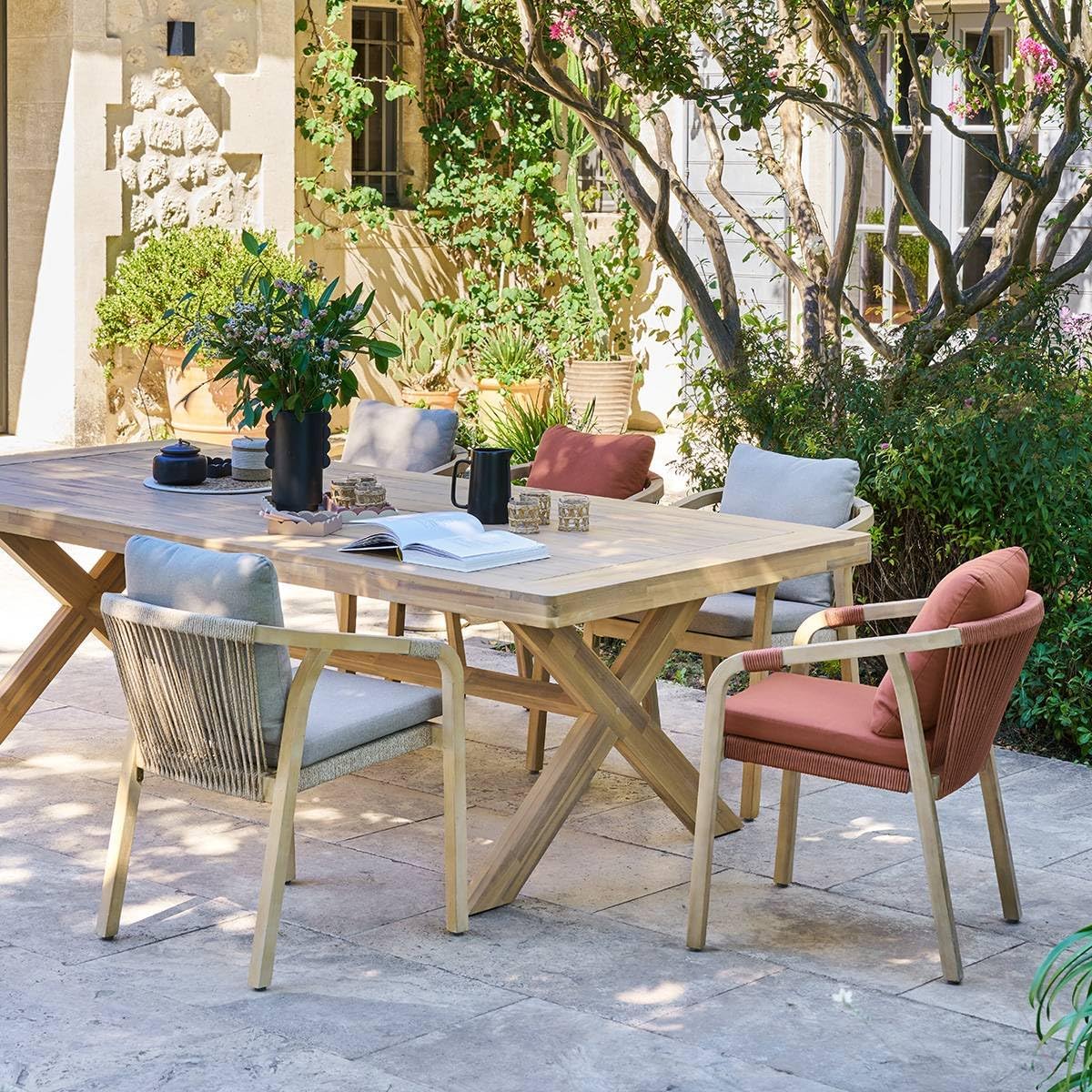 jardinito - Xenia table de jardin 10 places - eucalyptus - grande taille