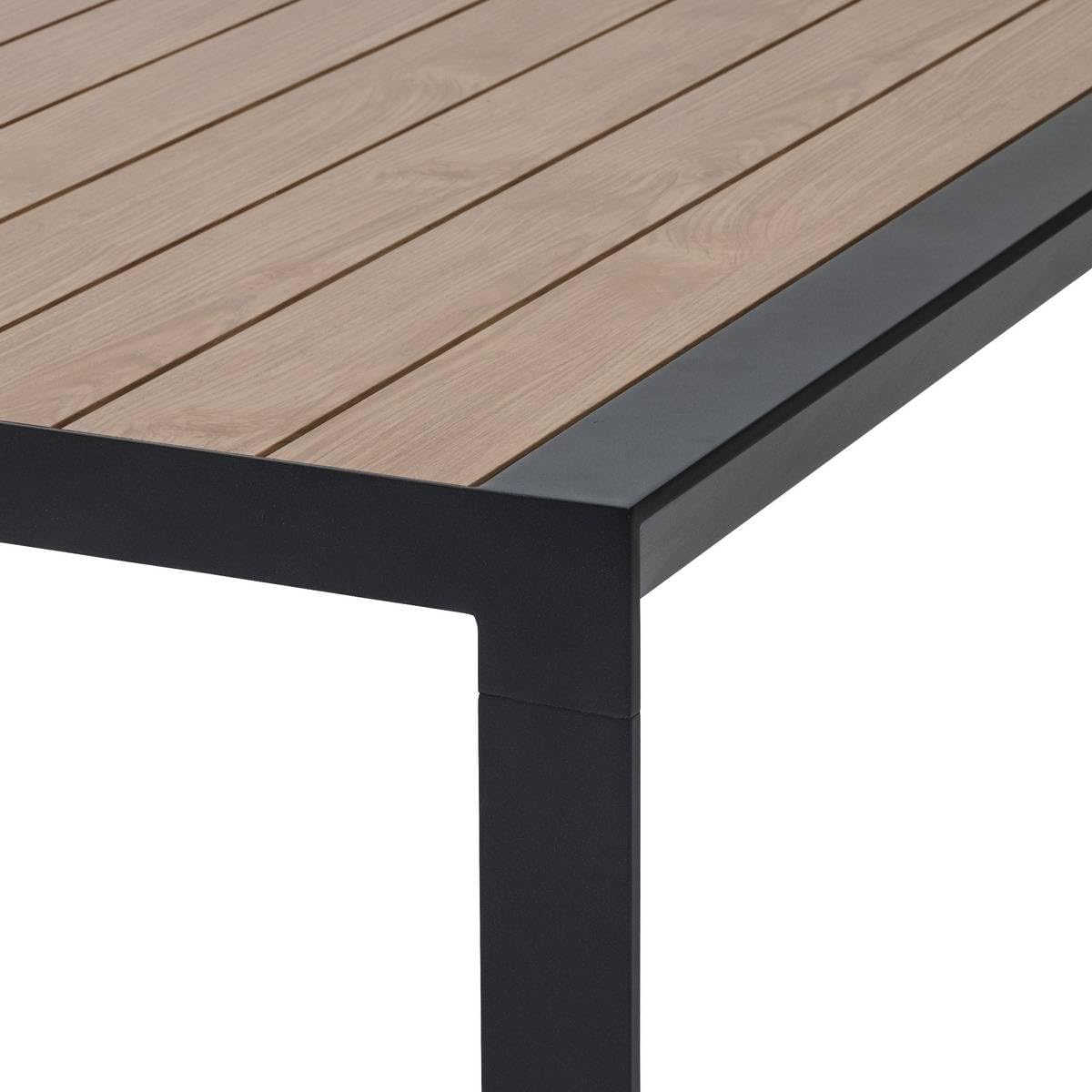 jardinito - Evasion - grande table extensible 14 places - aluminium effet bois, rallonge, extérieur