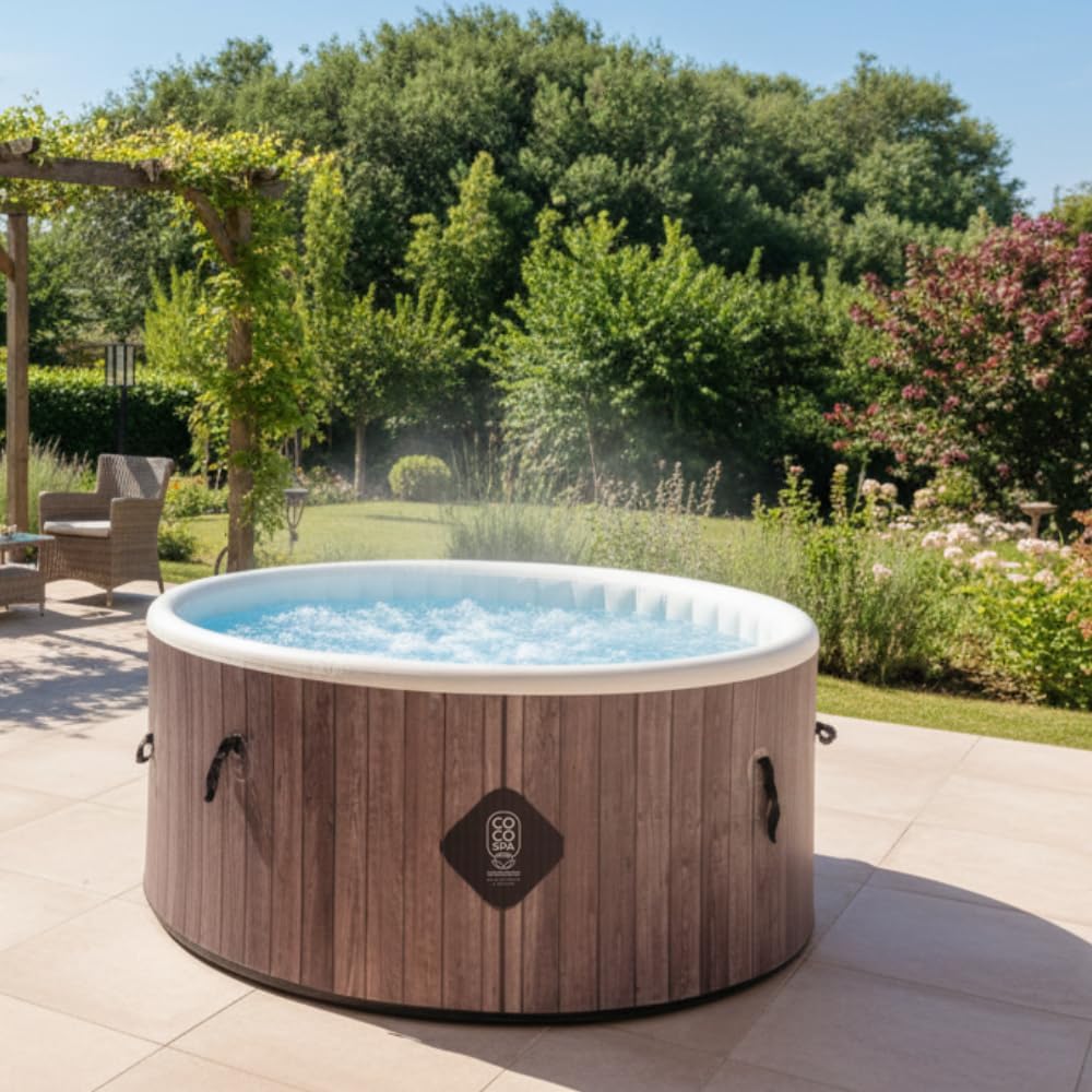 jardinito Helsinki Spa Gonflable - 150 cm de diamètre - 800 litres - Moteur 2240 W - 2 à 4 Personnes - Massage 140 Jets