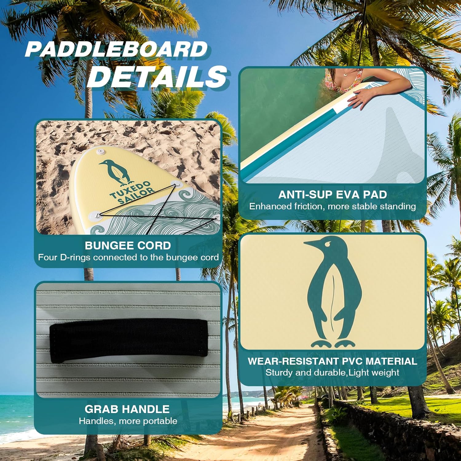jardinito - Paddle gonflable adulte - planche SUP avec accessoires complets