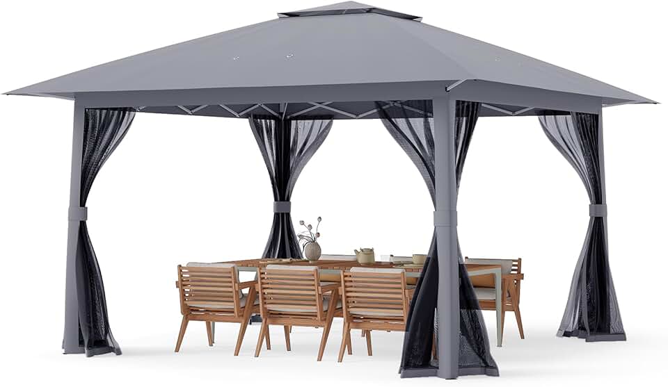 jardinito - tonnelle pliante série 4x4 m - moustiquaire, tissu anti-UV, cadre métal