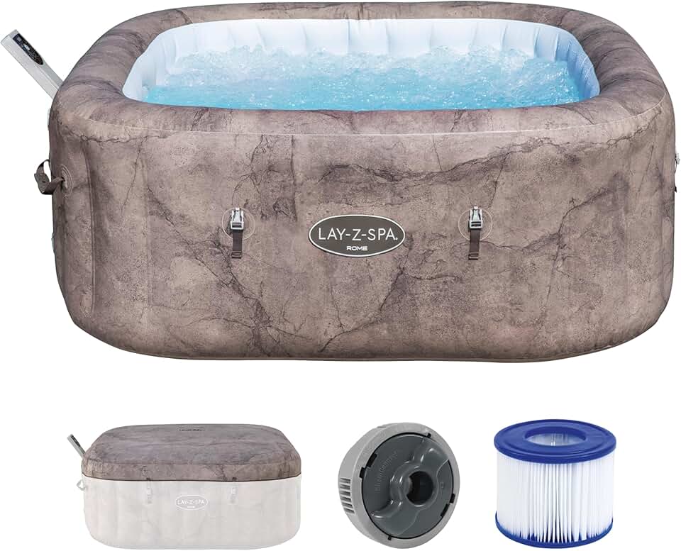 jardinito - Rome MaxHold EnergySense UltraFit - 180x180x71cm - spa carré 6 places, effet marbre, AirJet SP018