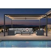 jardinito Pergola Bioclimatique 3,5 x 4,6 m en Aluminium avec LED, Pergola Jardin Exterieur ave...