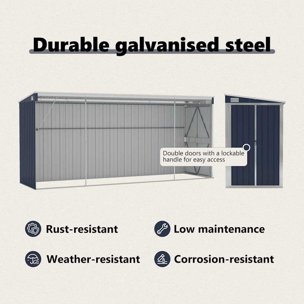 jardinito Abri de Jardin Mural Anthracite 118x382x178 cm Acier,Maison & Jardin, Pelouses & Jardins, Vie en extérieur, Structures extérieures, Cabanes & abris de Jardin, Anthracite (Poids 47.9KG)