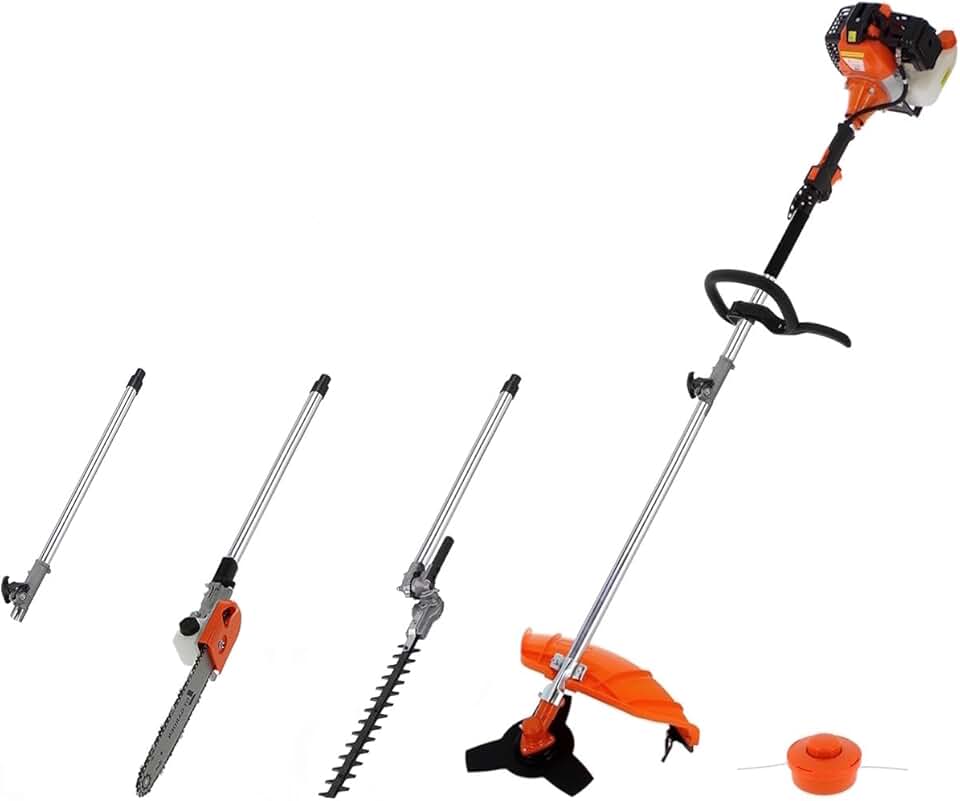 jardinito - 4 en 1 thermique - multifonction - tronçonneuse, débroussailleuse, taille-haies, rallonge